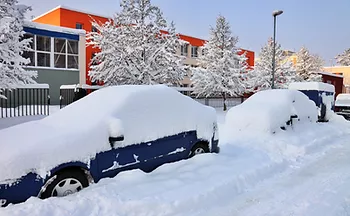 Snow covering cars